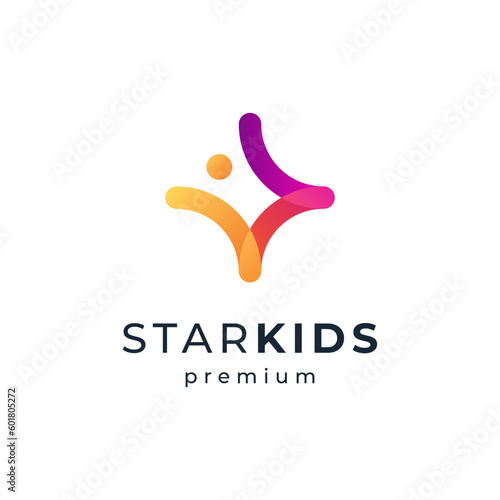 Orphanage logo design with children reaching for stars