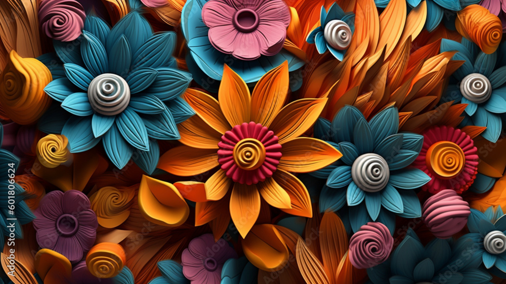 3D Abstract Colorful Blossom Flowers Medley Background Clay-Infused Paper Abstract Art Florals Cherry Blossoms 3D Abstract Colorful Blossom Flowers Medley Background Clay-Infused Paper Abstract Art Florals Cherry Blossoms