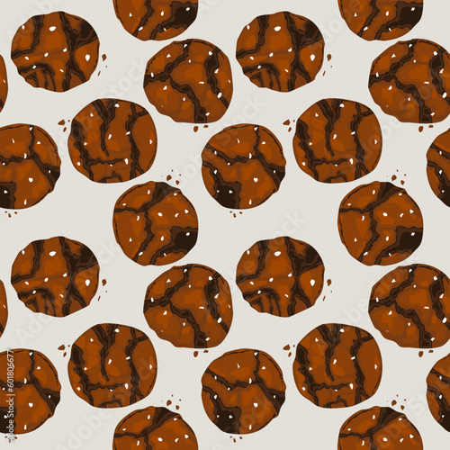 Seamless background with brownie cookies pattern, Bakery