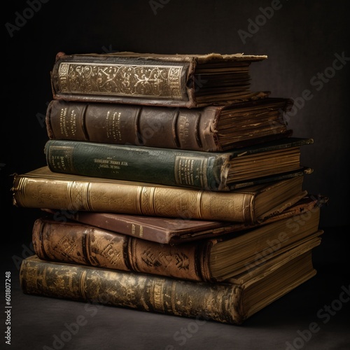 Stack of Old Books with Distinguished Look