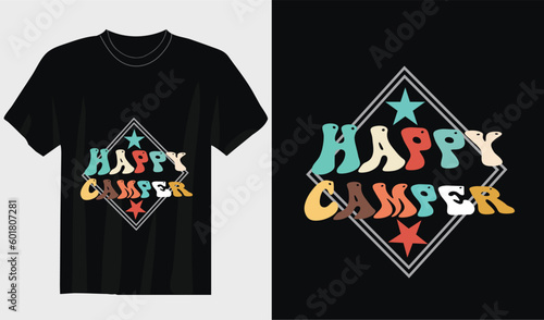 happ camper redtro wavy t-shirt and tedtro wavy design