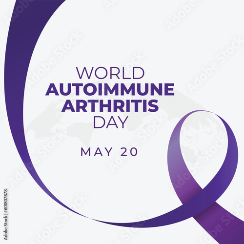 World Autoimmune Autoinflammatory Arthritis Day design template for celebration. purple ribbon. World Autoimmune Autoinflammatory Arthritis Day vector illustration. hand vector design. ribbon illustra