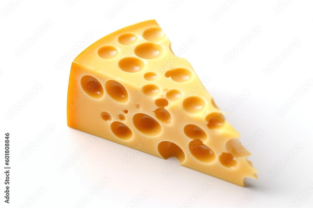 A savory wedge of Swiss cheese, known for its iconic holes and smooth