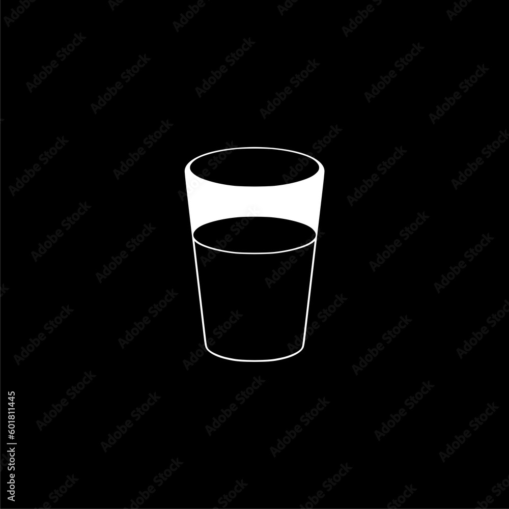 Glass of Water Silhouette isolated on black background 
