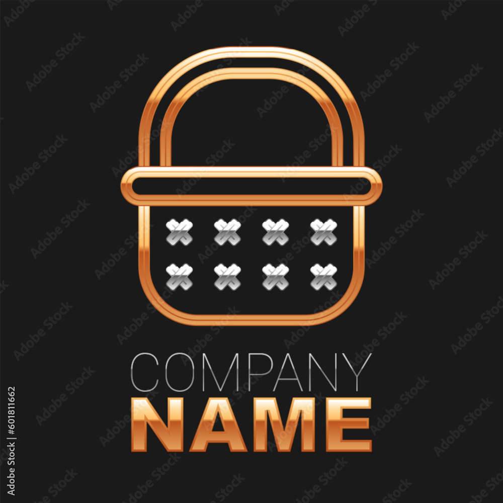 Line Wicker basket icon isolated on black background. Colorful outline concept. Vector Line Wicker basket icon isolated on black background. Colorful outline concept. Vector