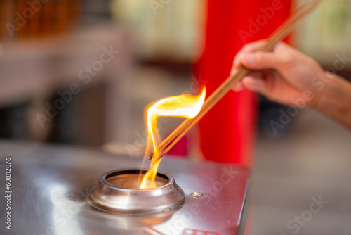 Burning incense on the gas burner