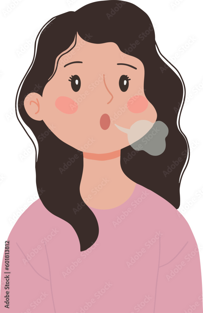 Vector of young woman sighing illustration