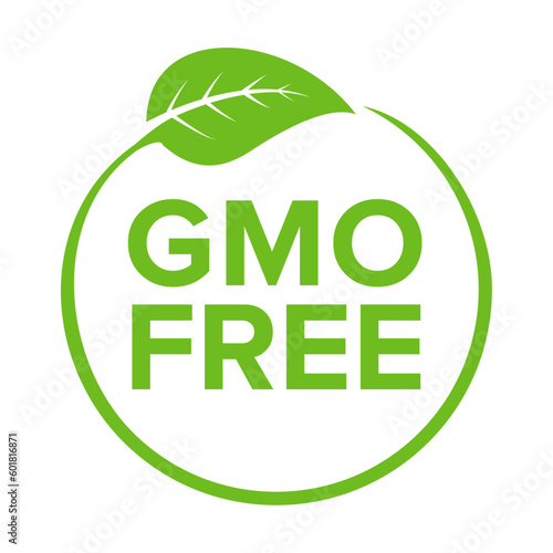 Non GMO free food packaging seal or sticker flat vector icon