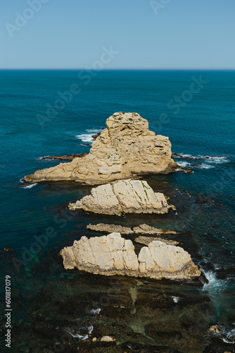 The cliffs of Cap Prim, Javea, Alicante province, Spain. Views from the viewpoint on a beautiful sunny day with the sea calm. Portixol,  Jávea photo