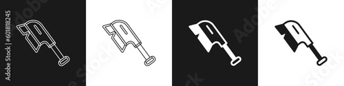 Set Brush for cleaning icon isolated on black and white background. Cleaning service concept. Vector