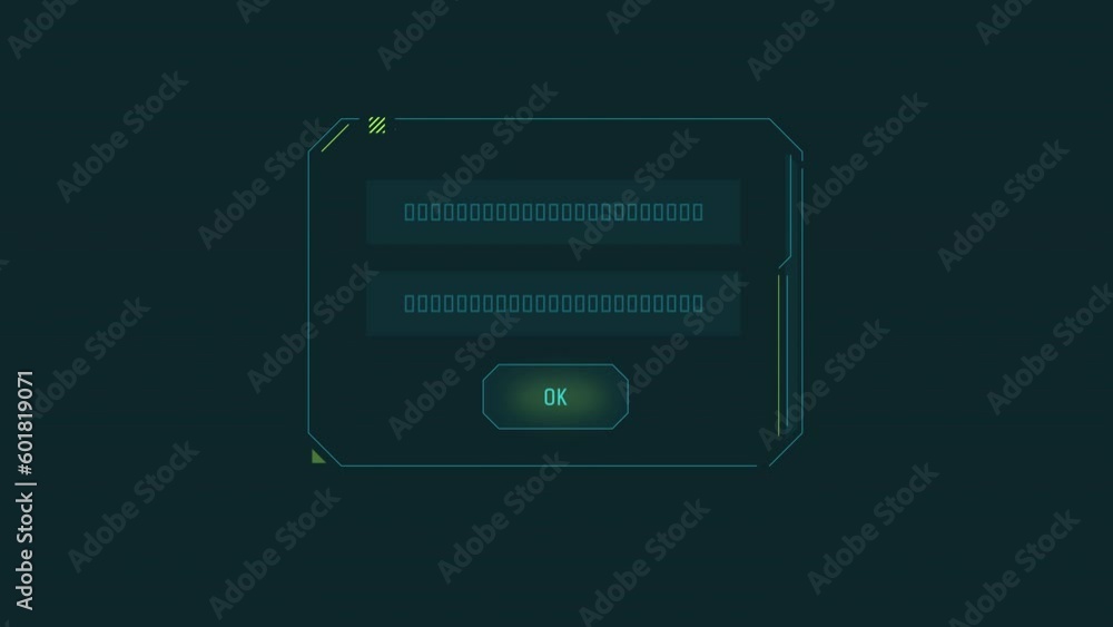 HUD element password entry - animation of login form. HUD element password entry - animation of login form.