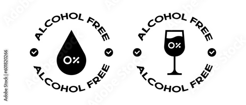 Alcohol free vector icon set. Safe product symbol contain no alcohol. No alcohol sign