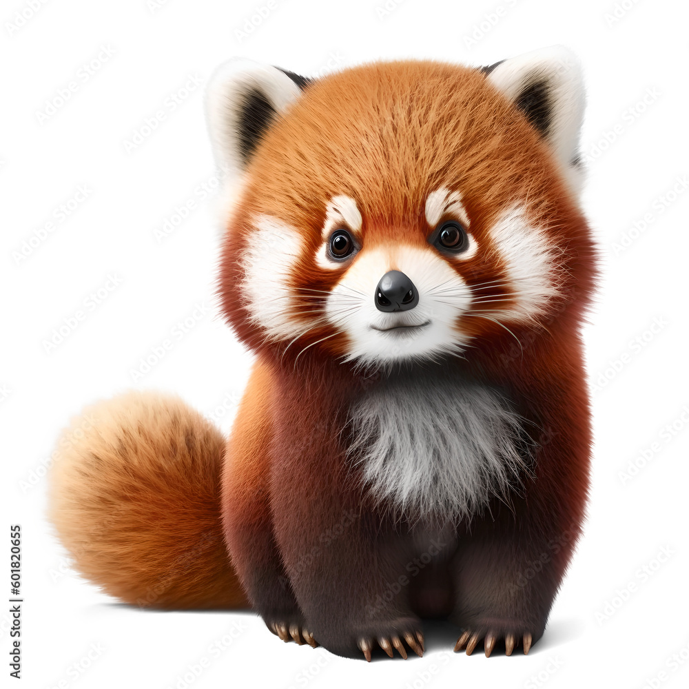 baby red panda, isolated background. Generative Ai. baby red panda, isolated background. Generative Ai.