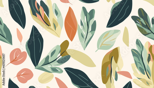 Abstract exotic botanical print. Hand drawn collage contemporary seamless pattern