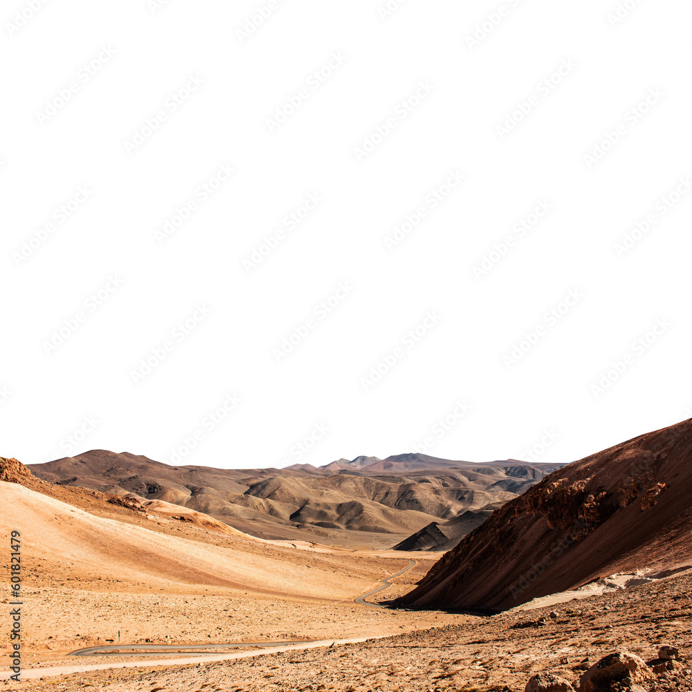 sand dunes in the desert photography of desert on white background transparent PNG background - obrazy, fototapety, plakaty 