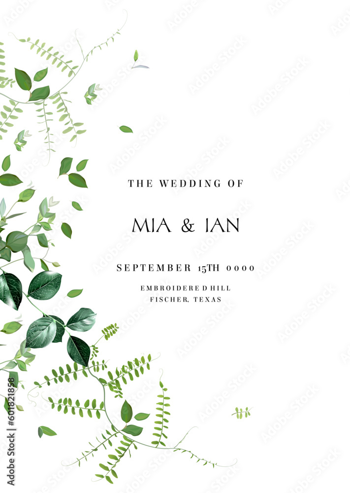Herbal minimalist vector frame. Hand painted plants, branches, leaves on a white background Herbal minimalist vector frame. Hand painted plants, branches, leaves on a white background