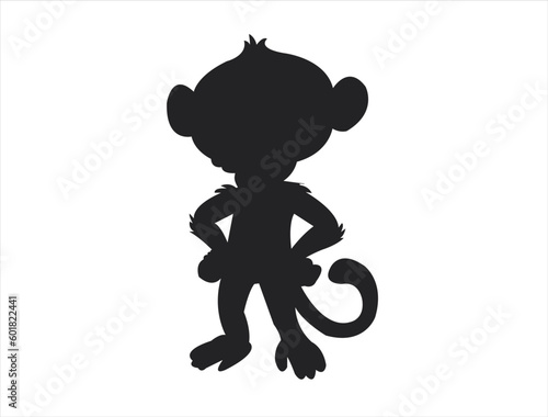 Monkey vector icon. Monkey silhouette black and white.