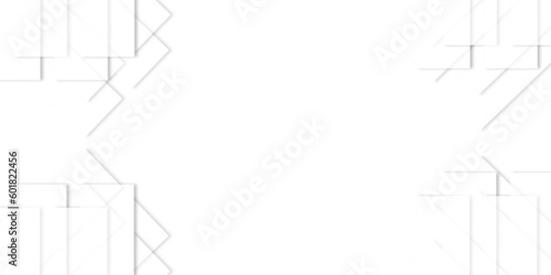 Abstract architecture background with line and square with soft light white 3d pattern frame concept and business illustration