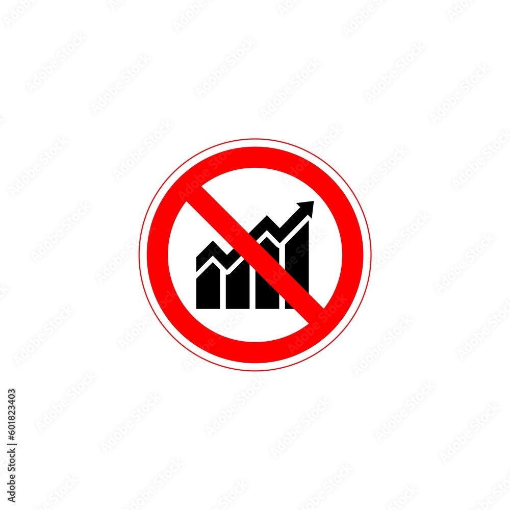 No or Stop. Chart icon. Prohibited ban stop symbol isolated on white background No or Stop. Chart icon. Prohibited ban stop symbol isolated on white background