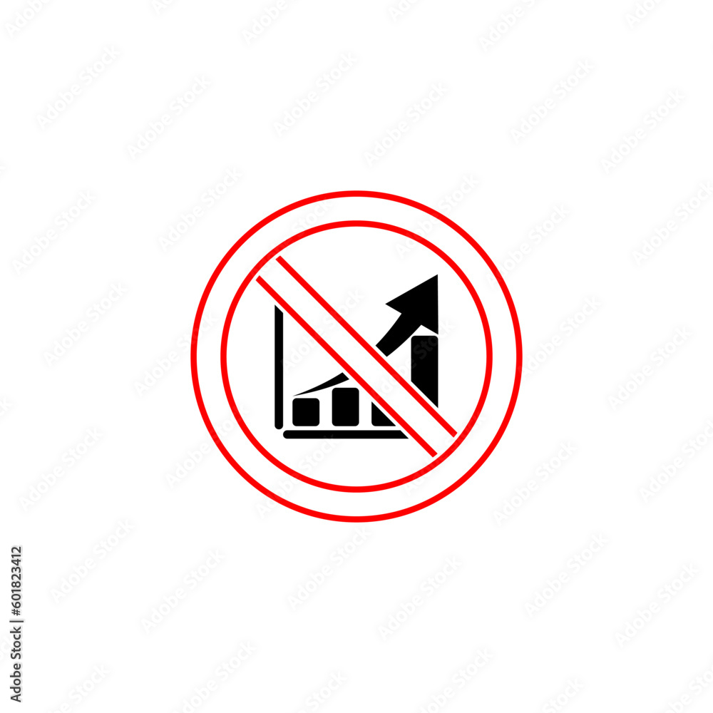 No or Stop. Chart icon. Prohibited ban stop symbol isolated on white background No or Stop. Chart icon. Prohibited ban stop symbol isolated on white background