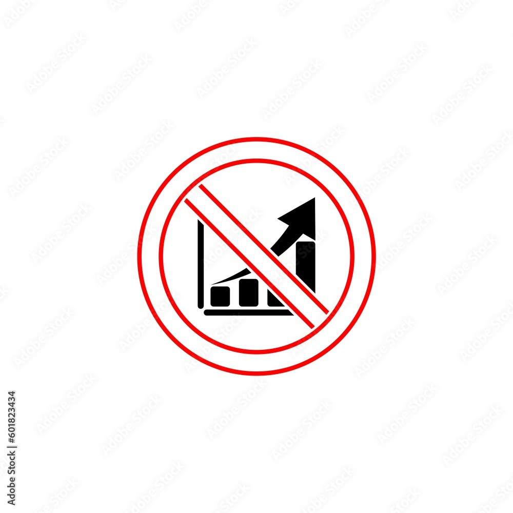 No or Stop. Chart icon. Prohibited ban stop symbol isolated on white background No or Stop. Chart icon. Prohibited ban stop symbol isolated on white background