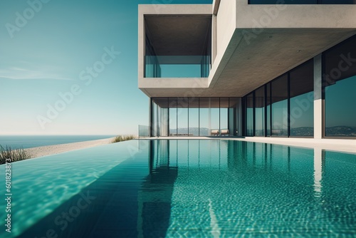 an oceanfront apartment with large swimming pool with ocean view ai generated 