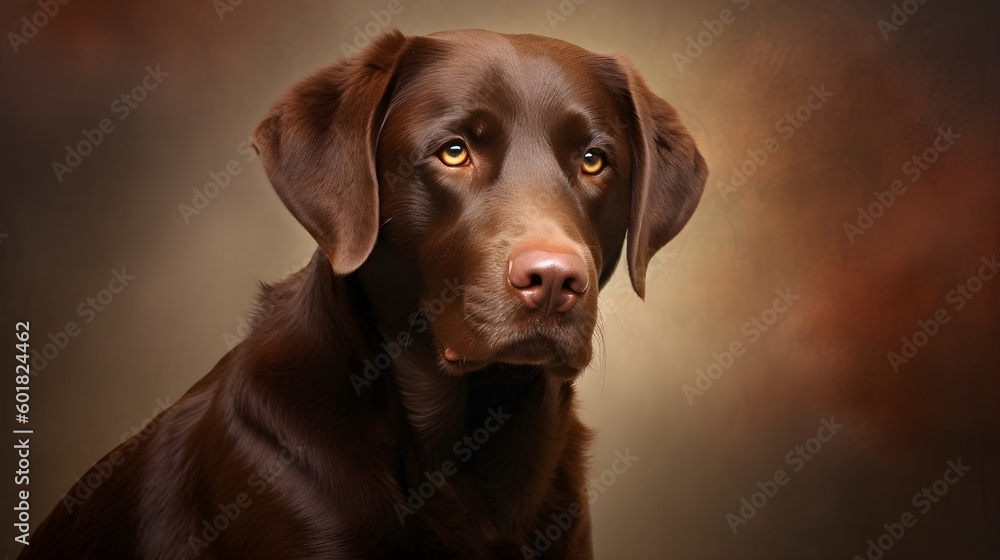 czekoladowy labrador, ilustracja 3d, brązowy pies patrzy