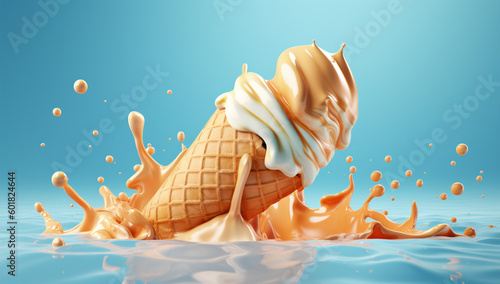 Surreal Sweets: Mesmerizing 3D Ice Cream Creations in Vivid Colors, generative ai