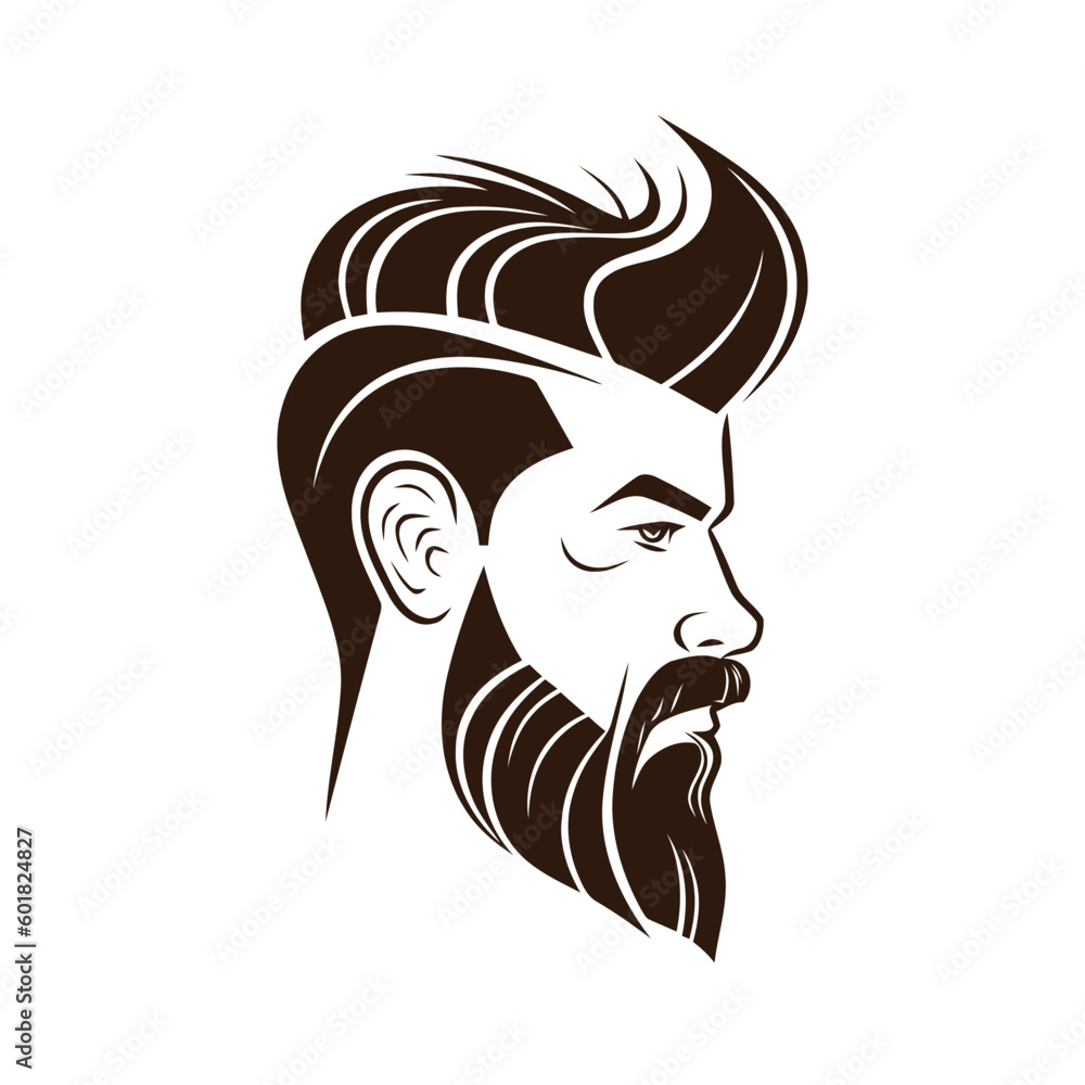 Barbershop, logo design for men's barbershop. man with beard. Vector illustration Barbershop, logo design for men's barbershop. man with beard. Vector illustration