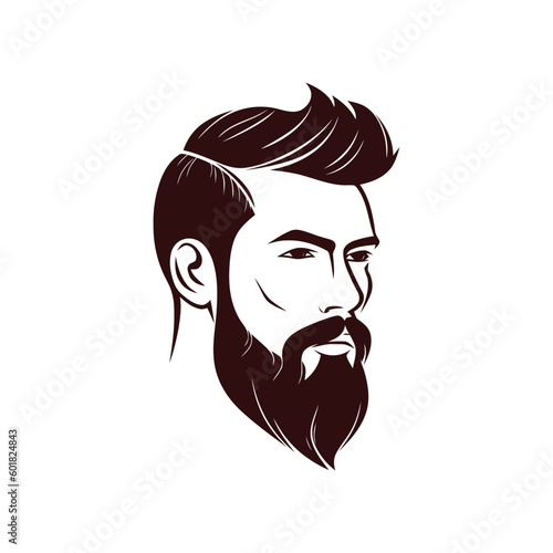 Barbershop, logo design for men's barbershop. man with beard. Vector illustration