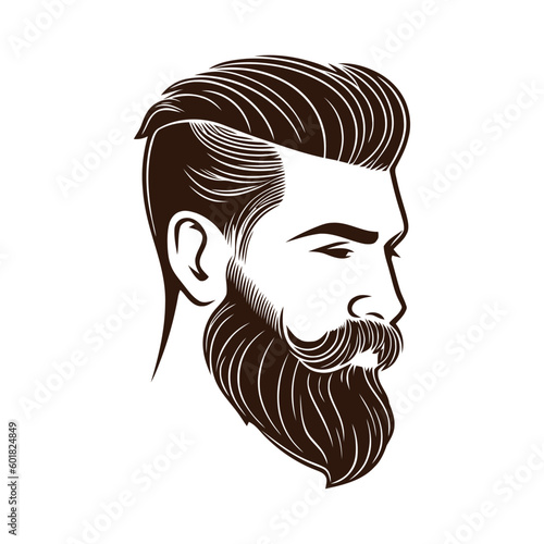 Barbershop, logo design for men's barbershop. man with beard. Vector illustration