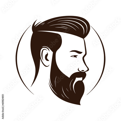 Barbershop, logo design for men's barbershop. man with beard. Vector illustration