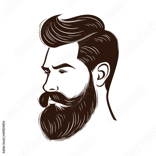 Barbershop, logo design for men's barbershop. man with beard. Vector illustration