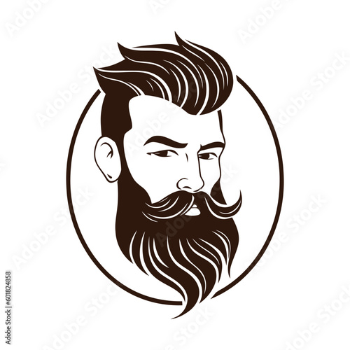 Barbershop, logo design for men's barbershop. man with beard. Vector illustration