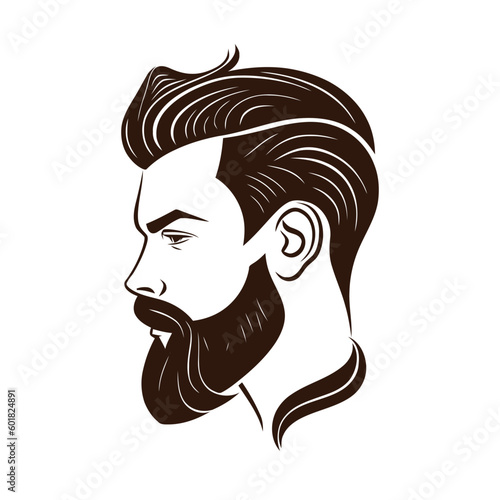 Barbershop, logo design for men's barbershop. man with beard. Vector illustration