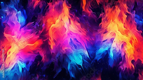 Burning colorful fire flames for background. Generative AI © Collab Media
