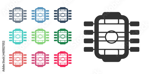 Black Table football game hobby or leisure icon isolated on white background. Sport team football players. Set icons colorful. Vector
