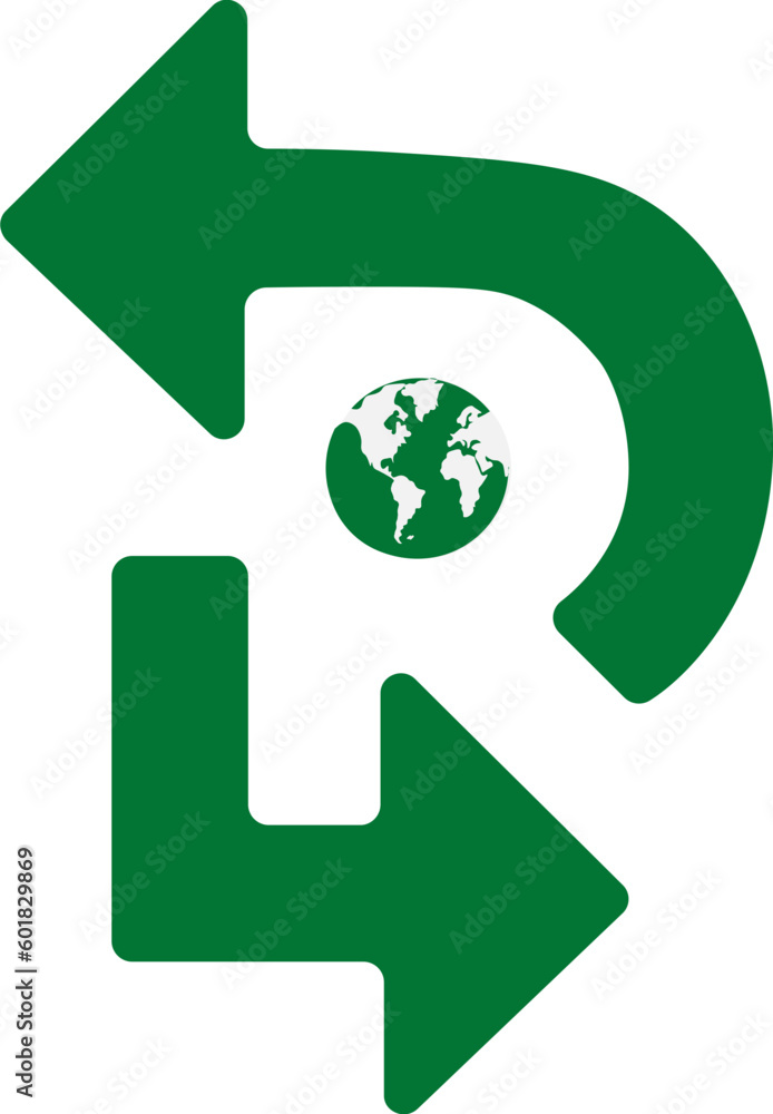 ambiente medio. mundo reciclable, planeta sin contaminación. Letra R. Vector sin fondo, fondos transparentes ambiente medio. mundo reciclable, planeta sin contaminación. Letra R. Vector sin fondo, fondos transparentes