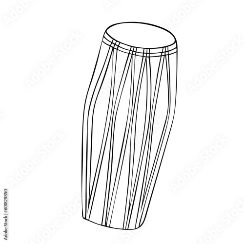 Vector illustration of mrdanga indian two-sided drum khol played with palms and fingers of both hands.