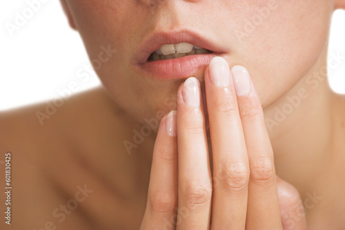 female fingers and lips