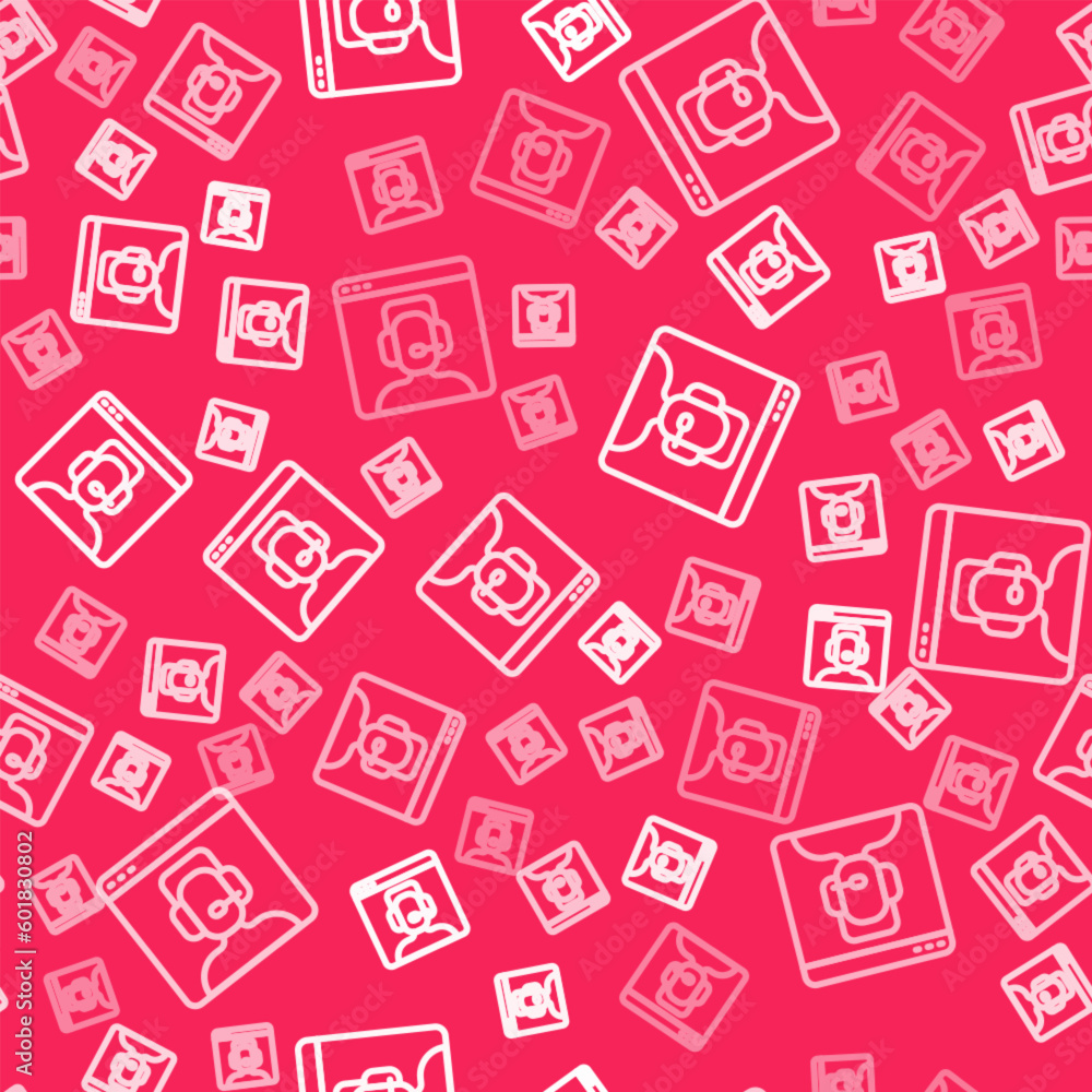White line Telephone 24 hours support icon isolated seamless pattern on red background. All-day customer support call-center. Full time call services. Vector White line Telephone 24 hours support icon isolated seamless pattern on red background. All-day customer support call-center. Full time call services. Vector