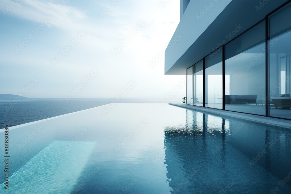 large swimming pool in an oceanfront apartment with ocean view ai generated large swimming pool in an oceanfront apartment with ocean view ai generated