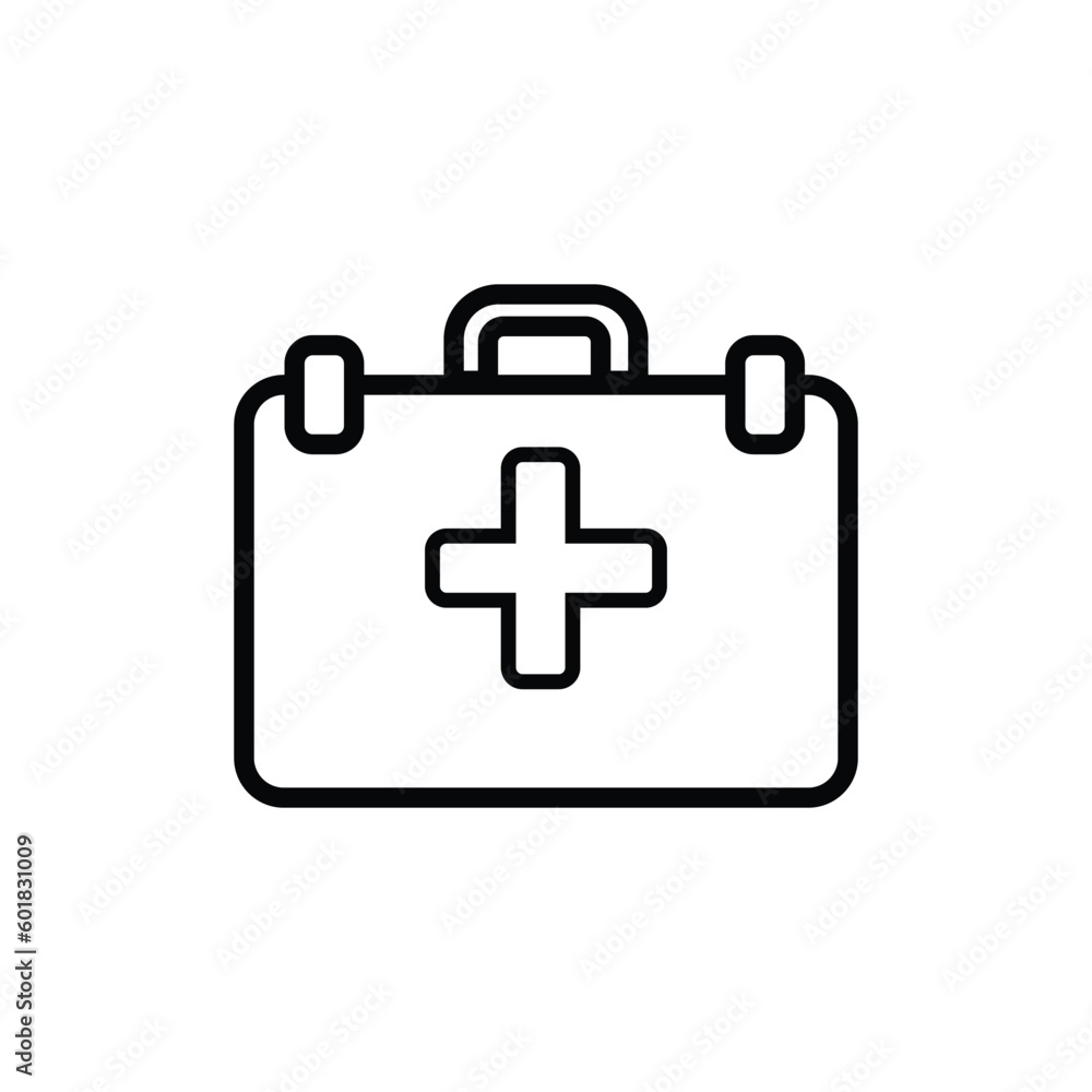 First aid kit car icon. Medical car portable first aid kit with medicines. Vector First aid kit car icon. Medical car portable first aid kit with medicines. Vector