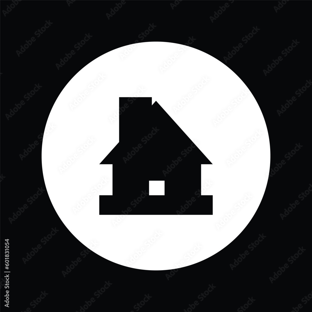 House icon. House symbol isolated on black. Flat. Vector House icon. House symbol isolated on black. Flat. Vector
