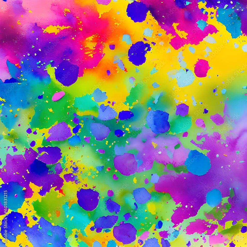 94 Watercolor Splatters: A creative and artistic background featuring watercolor splatters in bright and bold colors that create a bold and expressive vibe2, Generative AI