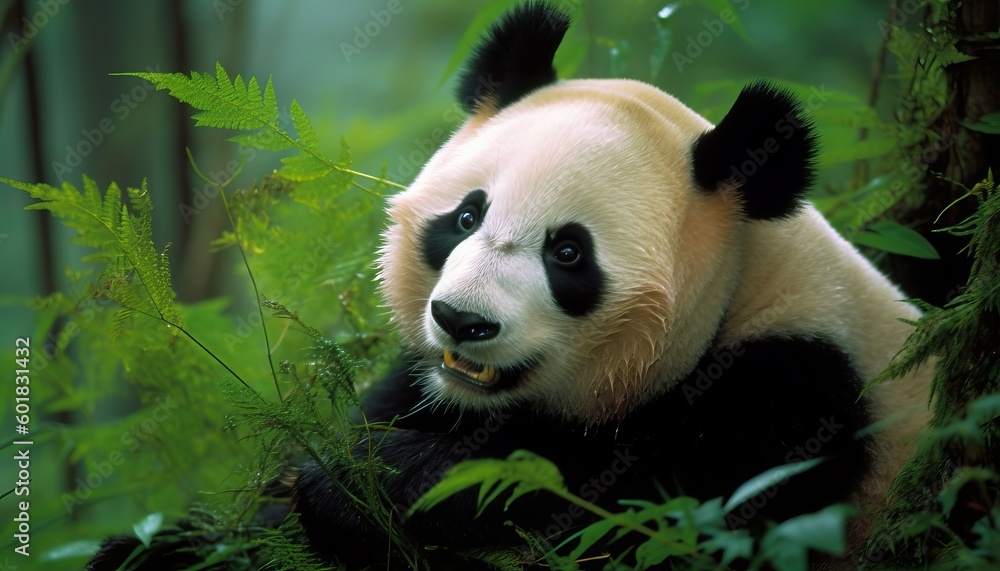Obraz premium Giant panda in a forest , ai, ai generative, illustration