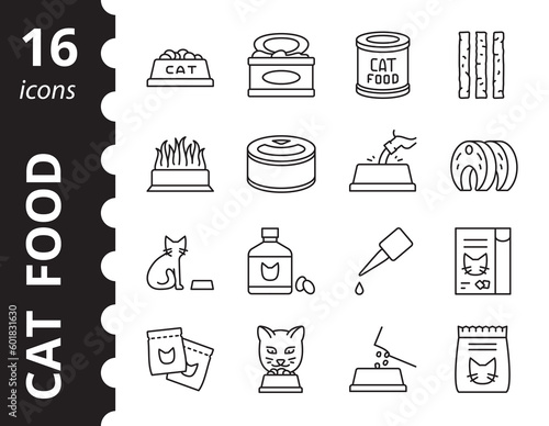 Icons set of cat food
