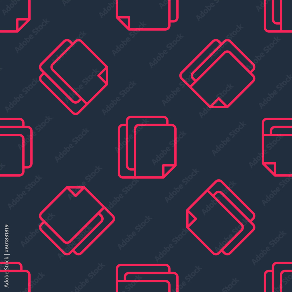 Red line File document icon isolated seamless pattern on black background. Checklist icon. Business concept. Vector Red line File document icon isolated seamless pattern on black background. Checklist icon. Business concept. Vector