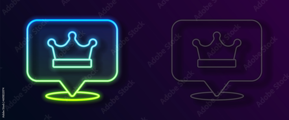 Glowing neon line King crown icon isolated on black background. Vector Glowing neon line King crown icon isolated on black background. Vector