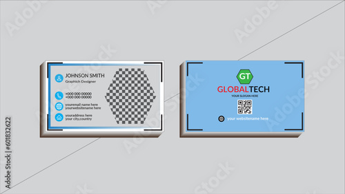 Creative business card,template,profetional card,
design with image holder and clean gradient color
geomatic shape.